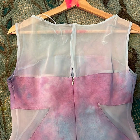 Zara Basics Opaque Yoke cotton candy tie-dye Geometric Mini Dress EUC - Picture 17 of 17